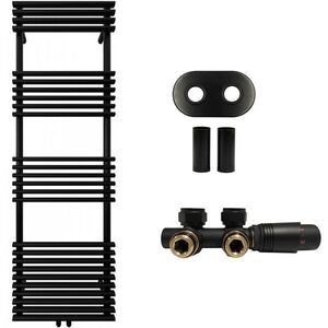 CERANO Koupelnový radiátorový set Luigi ústřední vytápění středové připojení 50 mm 713W černá matná 1600x500 mm CER-663439 obraz