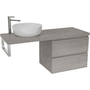 CERANO Koupelnová skříňka Carole betonově šedá + deska pod umyvadlo Navira Pro 36 mm + konzole chrom 120x51, 6x46 CER-606171 obraz