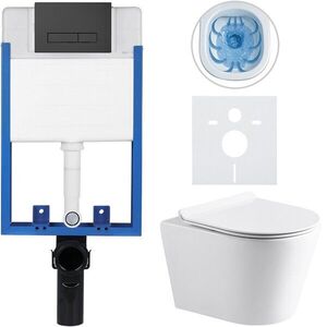 CERANO Kompletní WC set Profi/Carlito bílá lesklá WC tlačítko Slim/Černá matná pro zazdění 48, 5x36, 5 CER-8050BD74 obraz