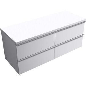 CERANO Koupelnová skříňka Velora bílá matná, úchytka chrom + deska pod umyvadlo Navira Pro 36 mm 140x56, 6x46, 5 CER-668534 obraz