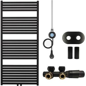 CERANO Koupelnový radiátorový set Vincenzo kombinované vytápění, wifi tyč středové připojení 50 mm 600W černá matná 1340x600 mm CER-663514 obraz