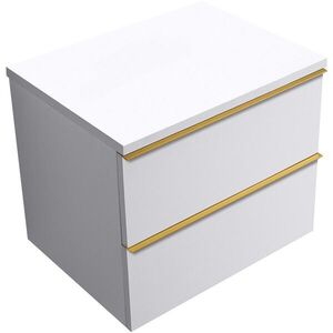 CERANO Koupelnová skříňka Velora bílá matná, úchytka zlatá + deska pod umyvadlo Navira Pro 36 mm 70x56, 6x46, 5 CER-668555 obraz