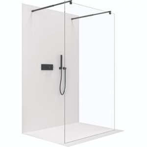 CERANO Sprchová zástěna Walk-in Onyx Duo L/P 8 mm kulatá vzpěra černá matná, transparentní sklo 90x200 CER-8050BD2368 obraz