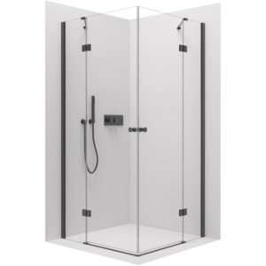 CERANO Sprchový kout Marino Duo L/P 6 mm černá matná, transparentní sklo 90x90x190 pantový CER-422925 obraz