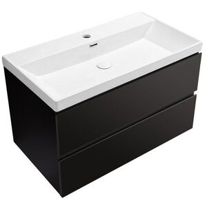CERANO Koupelnová skříňka Carole černá matná + keramické umyvadlo Viano bílá lesklá 100, 9x53x46, 4 CER-121918 obraz