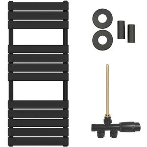 CERANO Koupelnový radiátorový set Claude ústřední vytápění boční jednobodové připojení 575W černá matná 1200x500 mm CER-663565 obraz