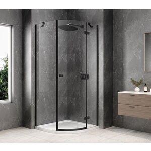 POLYSAN GLOBE BLACK čtvrtkruhový sprchový kout 800x800, čiré sklo, pravé GB2680RB obraz