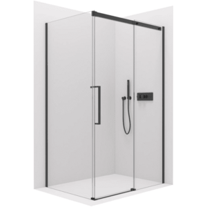 CERANO Sprchový kout Lantono L/P 8 mm Soft-Close černá matná, transparentní sklo 160x90x195 posuvný CER-433220 obraz