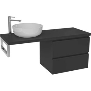 CERANO Koupelnová skříňka Carole černá matná + deska pod umyvadlo Navira Pro 36 mm + konzole chrom 160x51, 6x46 CER-606231 obraz