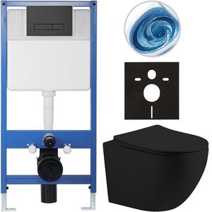 CERANO Kompletní WC set Profi/Cesso černá matná WC tlačítko Slim/Černá matná předstěnová instalace 49x36 CER-8050BD111 obraz