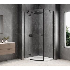 POLYSAN GLOBE BLACK čtvrtkruhový sprchový kout 900x900, čiré sklo, levé GB2690LB obraz