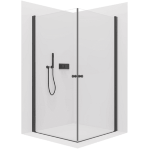 CERANO Sprchový kout Antelo Duo L/P 6 mm černá matná, transparentní sklo 90x90x190 otočný CER-433278 obraz