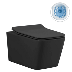CERANO WC závěsné Forte, Rimless bezokrajové splachování + Slim/SoftClose sedátko černá matná 51x36 CER-538750 obraz