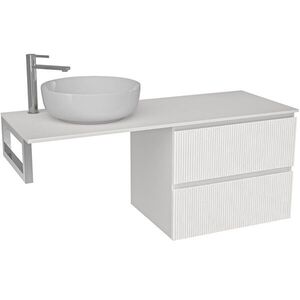CERANO Koupelnová skříňka Carole bílá matná rýhovaná + deska z lit. mramoru Elanys 12 mm + konzole chrom 120x49, 2x46 CER-609948 obraz