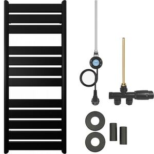 CERANO Koupelnový radiátorový set Arturo kombinované vytápění, wifi tyč boční jednobodové připojení 600W černá matná 1200x500 mm CER-663664 obraz