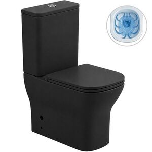 CERANO WC kombi Hugo, Rimless bezokrajové splachování + Slim/SoftClose sedátko spodní/zadní odpad černá matná 63, 5x35, 5 CER-538762 obraz