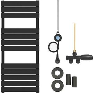 CERANO Koupelnový radiátorový set Claude kombinované vytápění, wifi tyč boční jednobodové připojení 600W černá matná 1200x500 mm CER-663670 obraz