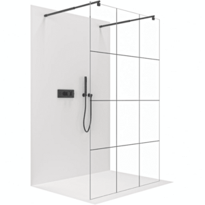 CERANO Sprchová zástěna Walk-in Onyx Duo L/P 8 mm kulatá vzpěra černá matná, industriální sklo 160x200 CER-8050BD2423 obraz