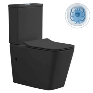 CERANO WC kombi Forte, Rimless bezokrajové splachování + Slim/SoftClose sedátko spodní/zadní odpad- černá matná 64x36 CER-538768 obraz