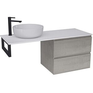 CERANO Koupelnová skříňka Carole betonově šedá + deska z lit. mramoru Elanys 12 mm + konzole černá 120x49, 2x46 CER-679311 obraz