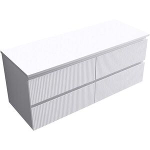 CERANO Koupelnová skříňka Carole bílá matná rýhovaná + deska pod umyvadlo Navira Slim 18 mm 120x49, 8x46 CER-152774 obraz