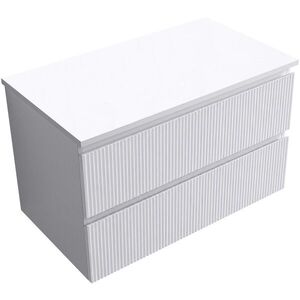 CERANO Koupelnová skříňka Carole bílá matná rýhovaná + deska z lit. mramoru Elanys 12 mm bílá matná 100x49, 2x46 CER-636642 obraz