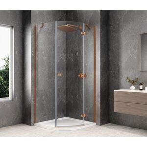 POLYSAN GLOBE COPPER MATT čtvrtkruhový sprchový kout 1000x1000, čiré sklo, pravé GB2610RPG obraz