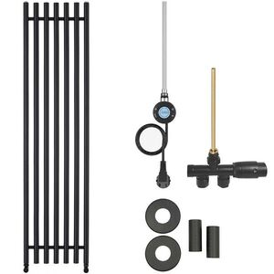 CERANO Koupelnový radiátorový set Valerio kombinované vytápění, wifi tyč boční jednobodové připojení 600W černá matná 1560x390 mm CER-663730 obraz