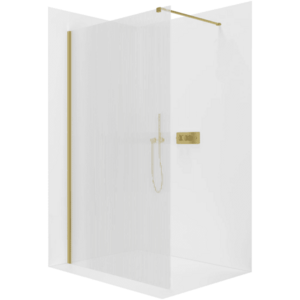 CERANO Sprchová zástěna Walk-in Onyx Cube L/P 8 mm hranatá vzpěra zlatá, rýhované sklo 80x200 CER-8050BD602 obraz