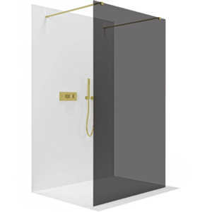 CERANO Sprchová zástěna Walk-in Onyx Duo L/P 8 mm hranatá vzpěra zlatá, grafitové sklo 130x200 CER-8050BD1772 obraz