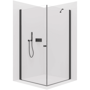 CERANO Sprchový kout Antelo L/P 6 mm černá matná, transparentní sklo 110x70x190 otočný CER-8050BD7497 obraz