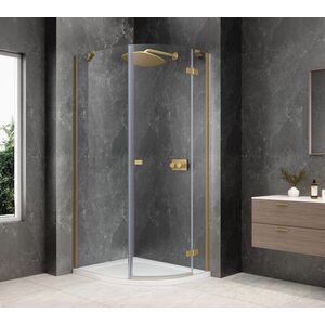 POLYSAN GLOBE GOLD MATT čtvrtkruhový sprchový kout 800x900, čiré sklo, pravé GB2890RG obraz