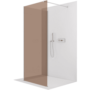 CERANO Sprchová zástěna Walk-in Onyx Corner Cube L/P 8 mm hranatá vzpěra chrom, bronzové sklo 150x60x200 CER-688453 obraz