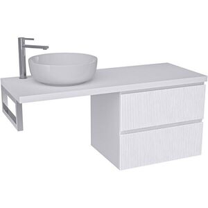 CERANO Koupelnová skříňka Carole bílá matná rýhovaná + deska pod umyvadlo Navira Pro 36 mm + konzole chrom 160x51, 6x46 CER-408199 obraz