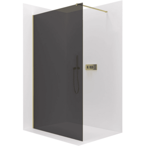 CERANO Sprchová zástěna Walk-in Onyx Cube L/P 8 mm hranatá vzpěra zlatá, grafitové sklo 30x200 CER-8050BD71928 obraz