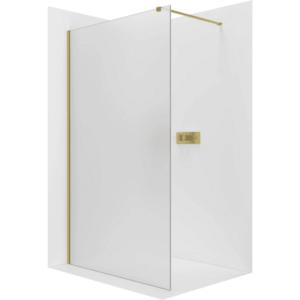 CERANO Sprchová zástěna Walk-in Onyx Cube L/P 8 mm hranatá vzpěra zlatá, mléčné sklo 110x200 CER-8050BD533 obraz