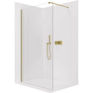 CERANO Sprchová zástěna Walk-in Onyx Cube L/P 8 mm hranatá vzpěra zlatá, transparentní sklo 40x200 CER-8050BD71933 obraz