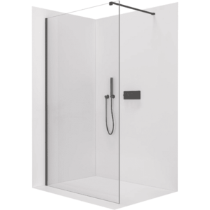 CERANO Sprchová zástěna Walk-in Onyx Cube L/P 8 mm hranatá vzpěra černá matná, transparentní sklo 50x200 CER-8050BD679 obraz