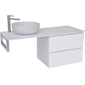 CERANO Koupelnová skříňka Carole bílá matná rýhovaná + deska pod umyvadlo Navira Slim 18 mm + konzole chrom 120x49, 8x46 CER-171301 obraz
