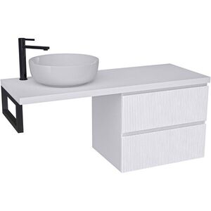 CERANO Koupelnová skříňka Carole bílá matná rýhovaná + deska pod umyvadlo Navira Pro 36 mm + konzole černá 120x51, 6x46 CER-173290 obraz