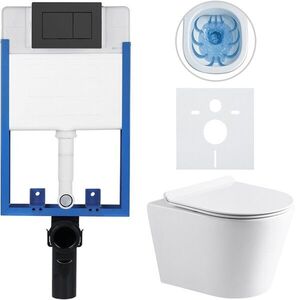 CERANO Kompletní WC set Profi/Carlito bílá lesklá WC tlačítko Classic/Černá matná pro zazdění 48, 5x36, 5 CER-8050BD68 obraz