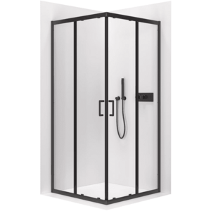CERANO Sprchový kout Fabrizio L/P 5 mm černá matná, transparentní sklo 80x80x195 posuvný CER-477967 obraz