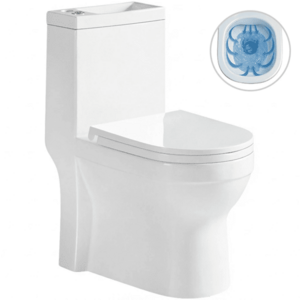 CERANO WC kombi s umývátkem Hygisink, Rimless bezokrajové splachování + UF sedátko spodní/zadní odpad bílá lesklá 71, 5x36 CER-664708 obraz