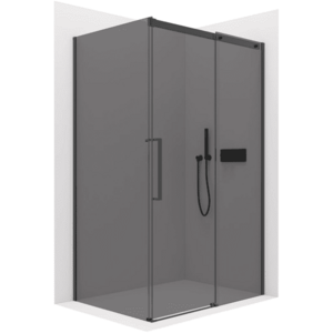 CERANO Sprchový kout Lantono L/P 8 mm Soft-Close černá matná, grafitové sklo 110x100x195 posuvný CER-8050BD7514 obraz