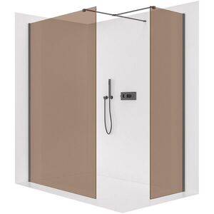 CERANO Sprchová zástěna Walk-in Onyx T L/P 8 mm hranatá vzpěra černá matná, bronzové sklo 120x110x200 CER-686788 obraz