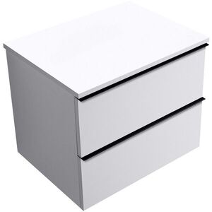 CERANO Koupelnová skříňka Velora bílá matná, úchytka černá + deska pod umyvadlo Navira Slim 18 mm 70x54, 8x46, 5 CER-664720 obraz