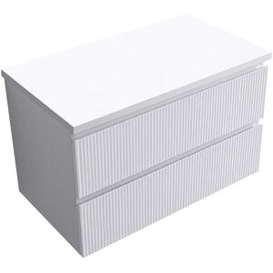 CERANO Koupelnová skříňka Carole bílá matná rýhovaná + deska pod umyvadlo Navira Pro 36 mm 100x51, 6x46 CER-186336 obraz