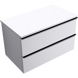 CERANO Koupelnová skříňka Velora bílá matná, úchytka černá + deska pod umyvadlo Navira Slim 18 mm 80x54, 8x46, 5 CER-664723 obraz