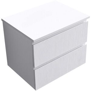 CERANO Koupelnová skříňka Carole bílá matná rýhovaná + deska z lit. mramoru Elanys 12 mm bílá matná 60x49, 2x46 CER-714878 obraz