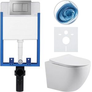 CERANO Kompletní WC set Profi/Cesso bílá matná WC tlačítko Classic/Tmavě šedá pro zazdění 49x36 CER-188236 obraz